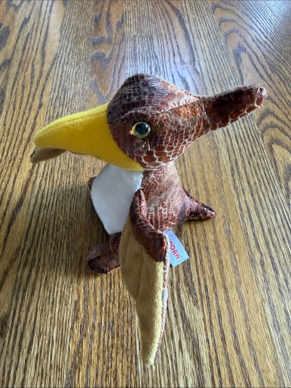 Aurora Plush Pterosaur Bird Toy - Brown, Yellow, White